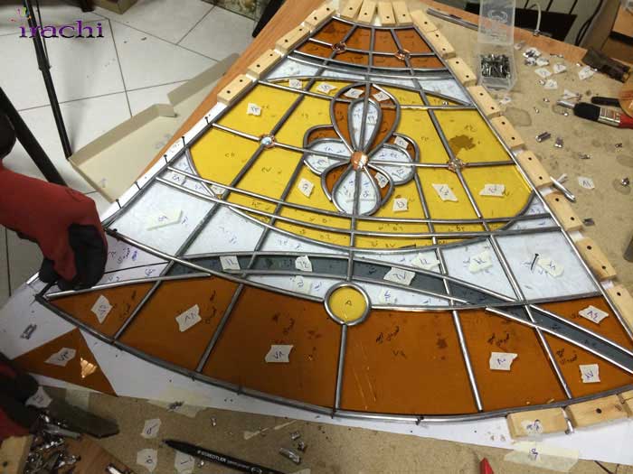 Building colored stained glass dome
