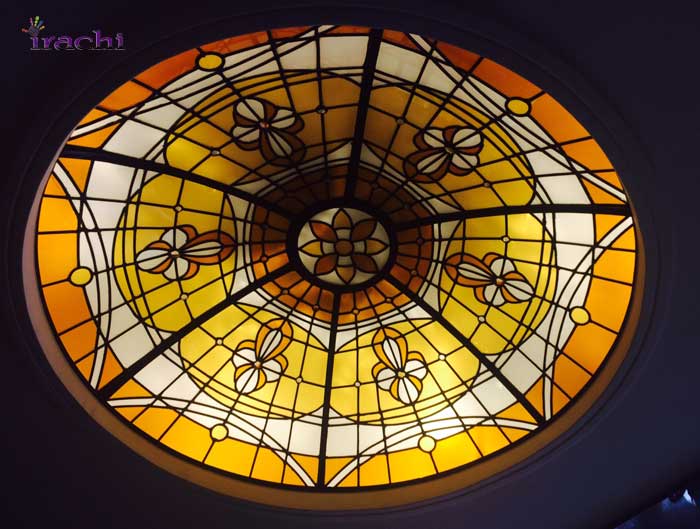 Building colored stained glass dome