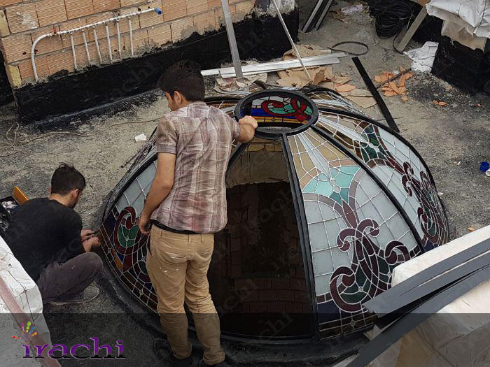 گنبد شیشه ای استیند گلس رنگی - پروژه چیتگر