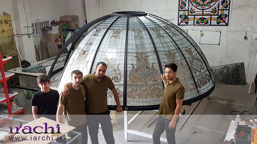 گنبد شیشه ای مجلس قطر؛ ساخت و تست نصب گنبد شیشه ای قطر در کارگاه ایراچی